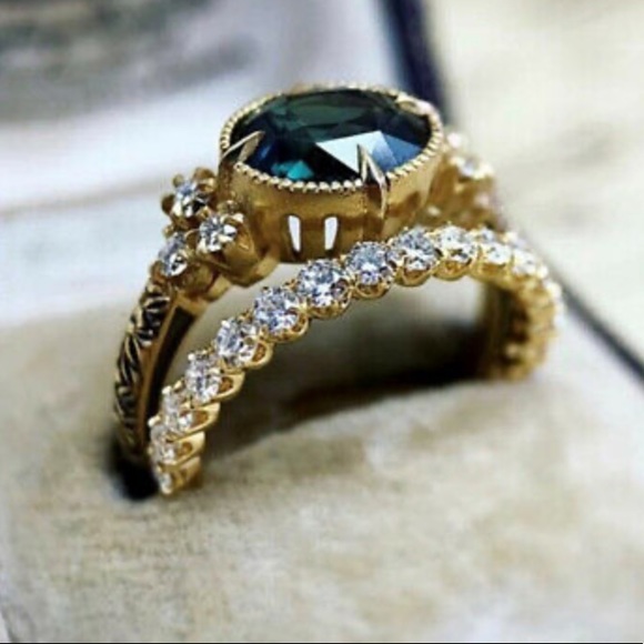 New 925 Sterling silver/18k gold plated rings set - Picture 2 of 7